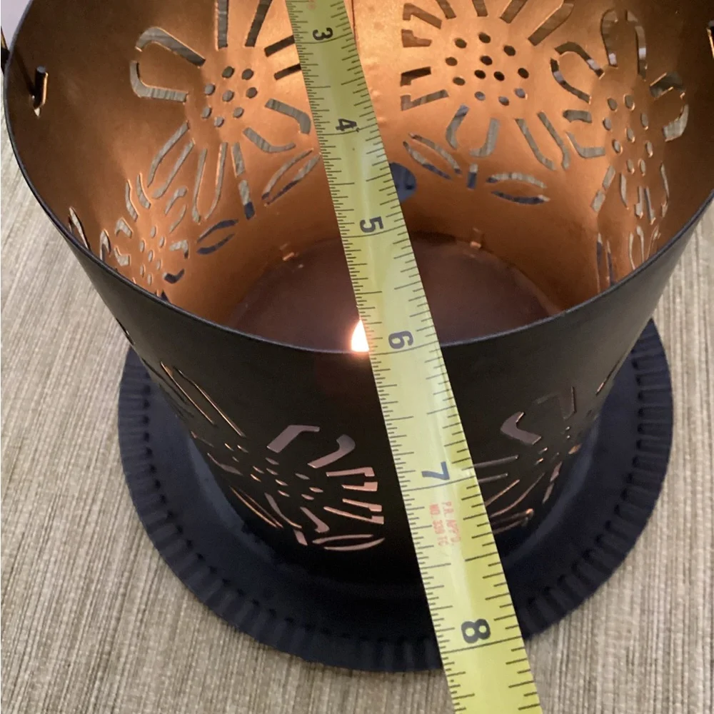 Black Floral Cutout Metal Lantern - Home Accents